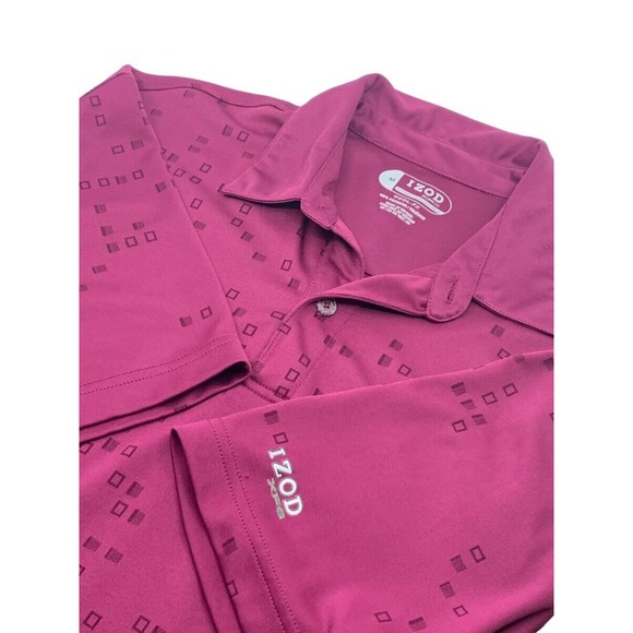Izod XFG Mens SS Pullover Cool FX Golf Polo‎ Shirt Purple Geometric M - Picture 1 of 7